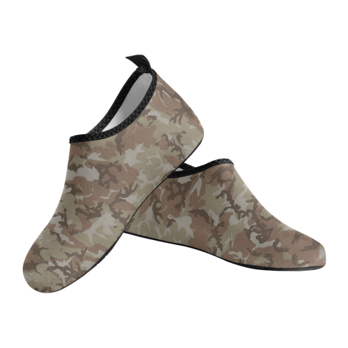 Woodland Desert Brown Camouflage Men's Slip-On Water Shoes (Model 056)