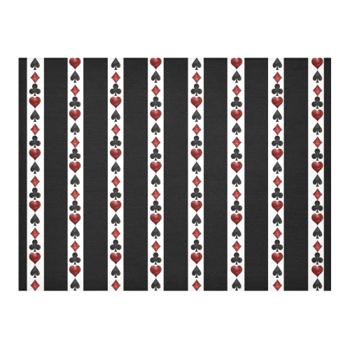 Playing Card Symbols Stripes Cotton Linen Tablecloth 52"x 70"