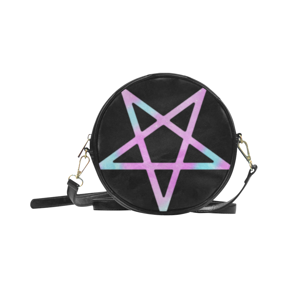 Witchy Witch Reverse Star Gothic Leather Round Sling Bag (Model 1647)