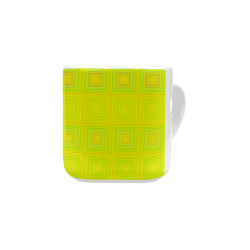 Yellow multicolored multiple squares Heart-shaped Mug(10.3OZ)