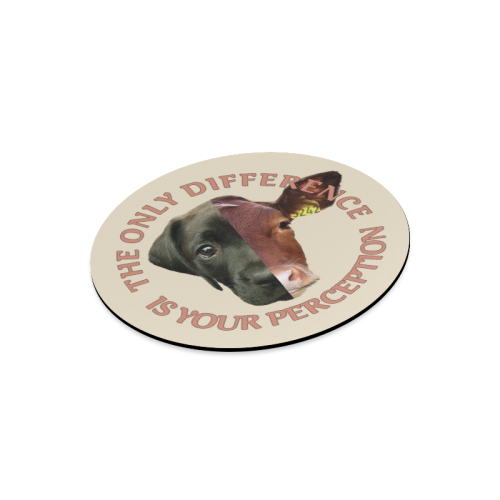Vegan Cow and Dog Design with Slogan Round Mousepad