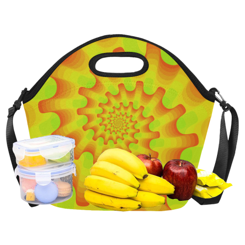 Orange yellow spiral Neoprene Lunch Bag/Large (Model 1669)