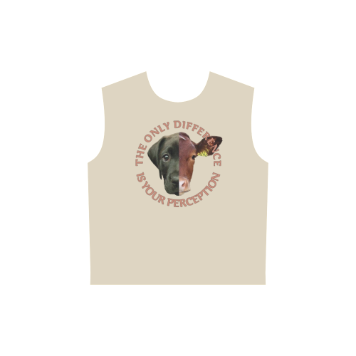 Vegan Cow and Dog Design with Slogan All Over Print Sleeveless Hoodie for Women (Model H15)