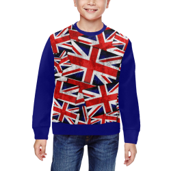 Union Jack British UK Flag  (Vest Style) Blue All Over Print Crewneck Sweatshirt for Kids (Model H29)