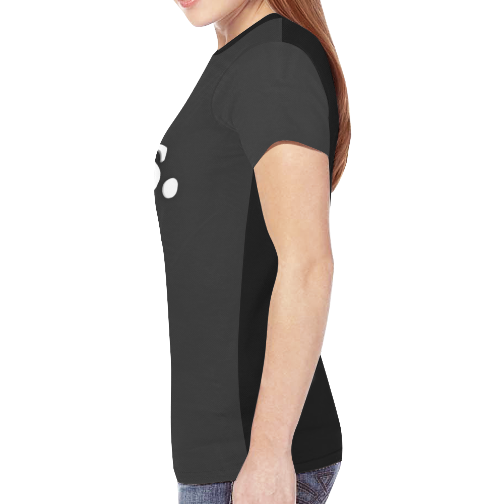Sis. (White on Black) New All Over Print T-shirt for Women (Model T45)