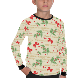 Bows Mistletoe Christmas Kids' All Over Print Long Sleeve T-shirt (Model T51)