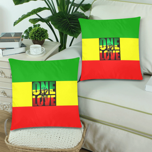 RASTA ONE LOVE CITY Custom Zippered Pillow Cases 18"x 18" (Twin Sides) (Set of 2)
