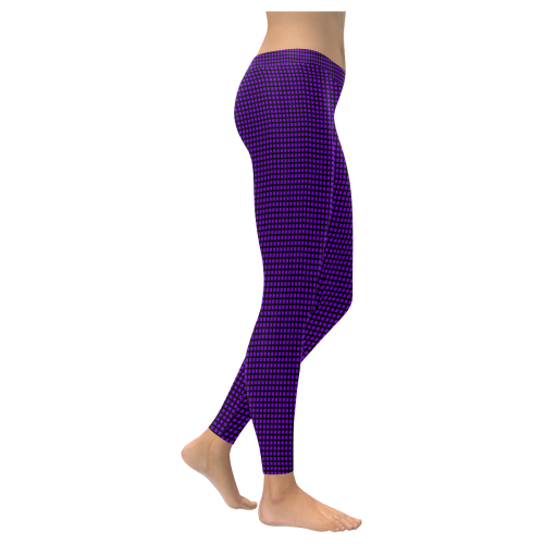 Squares in Purple Women's Low Rise Leggings (Invisible Stitch) (Model L05)