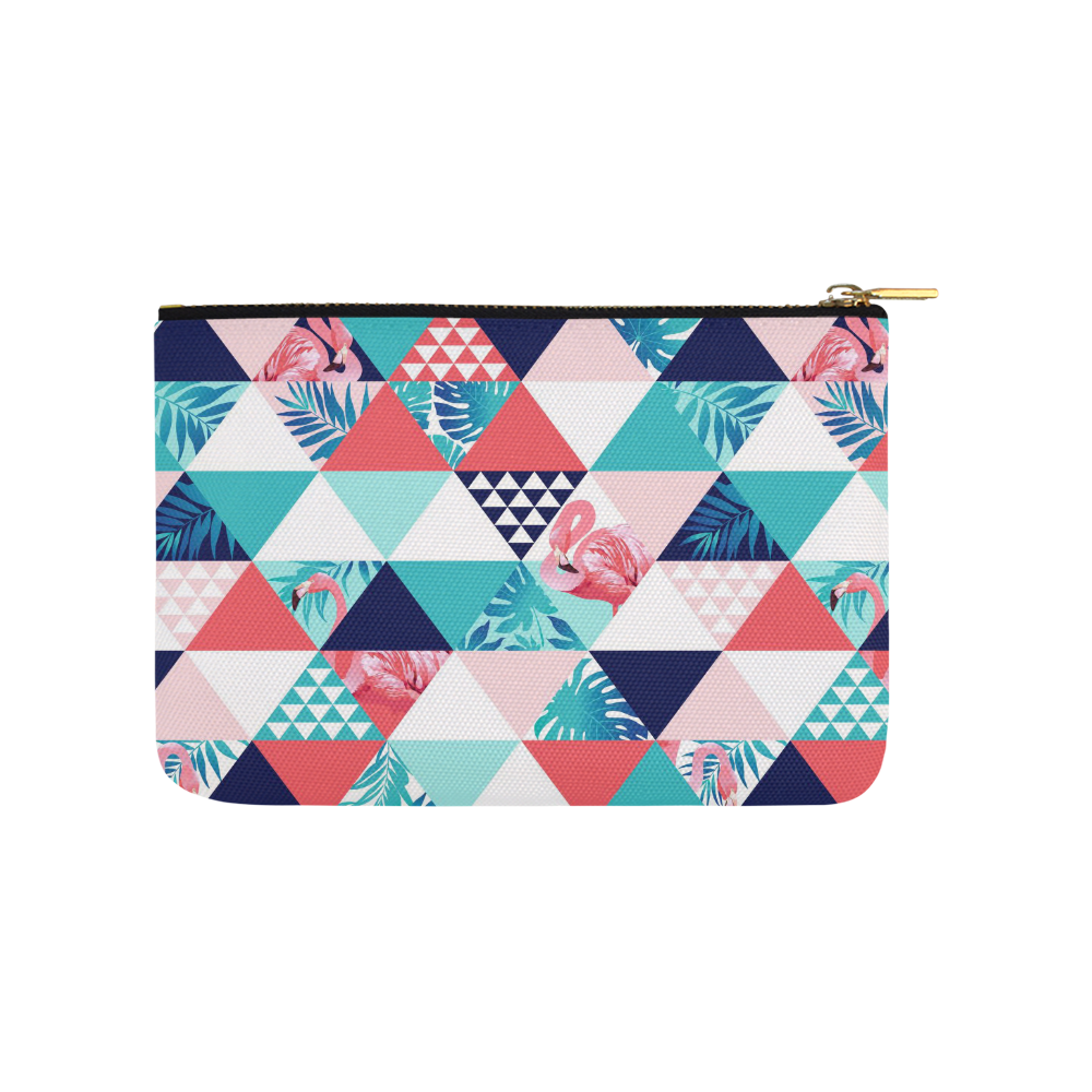 Flamingo Triangle Pattern Carry-All Pouch 9.5''x6''