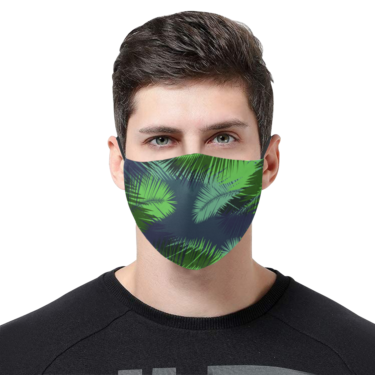 Surfing Time Tropical Palm Leaf design 3D Mouth Mask with Drawstring (60 Filters Included) (Model M04) (Non-medical Products)