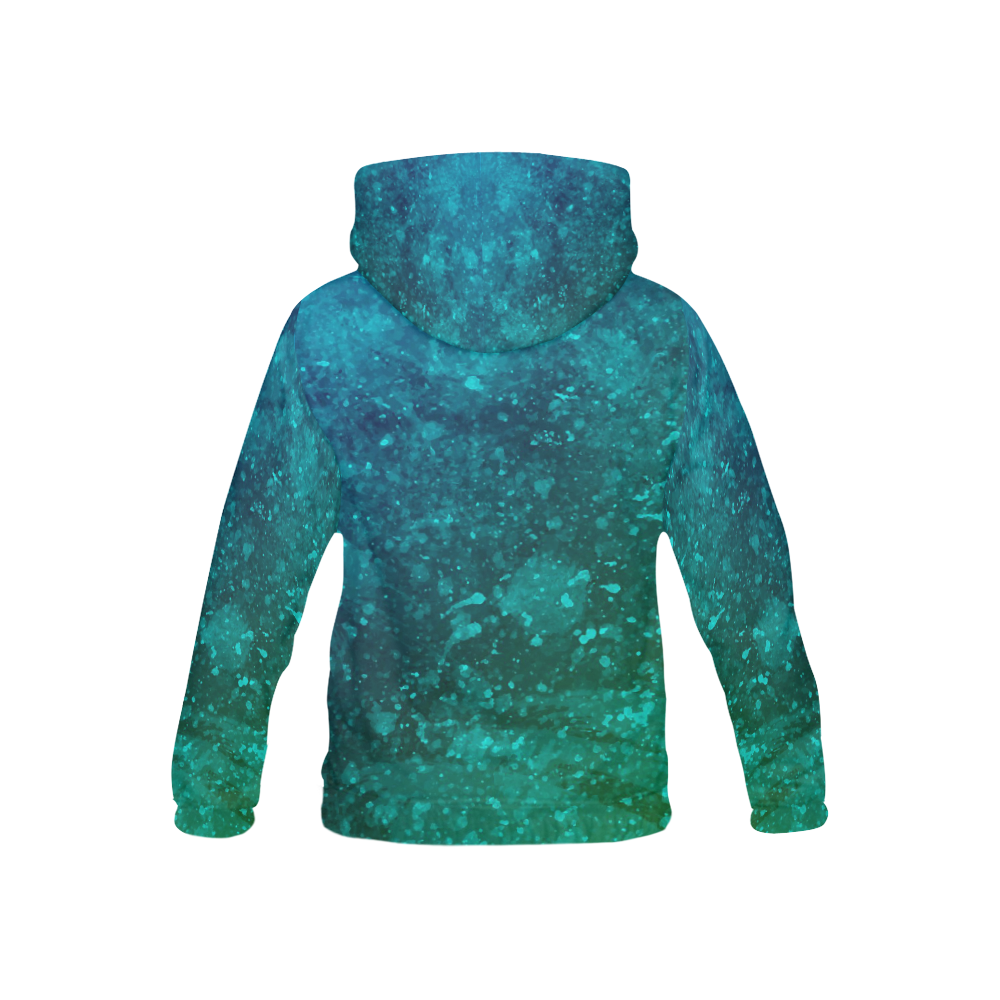 Blue and Green Abstract All Over Print Hoodie for Kid (USA Size) (Model H13)