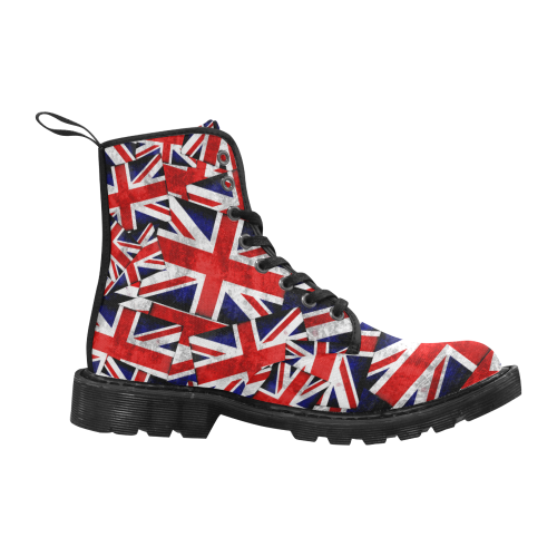 Union Jack British UK Flag Martin Boots for Women (Black) (Model 1203H)