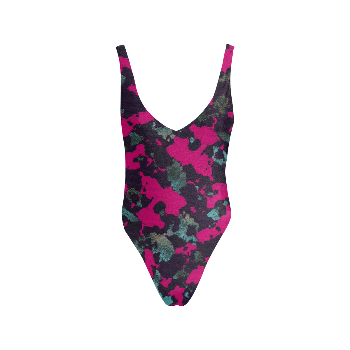 CAMOUFLAGE BLACKBERRY Sexy Low Back One-Piece Swimsuit (Model S09)