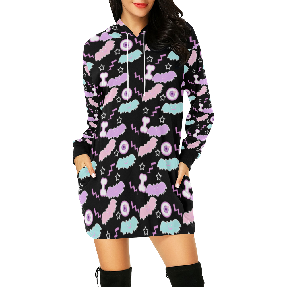 creepycute (pastel) All Over Print Hoodie Mini Dress (Model H27)