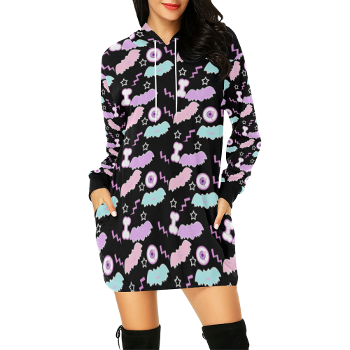 creepycute (pastel) All Over Print Hoodie Mini Dress (Model H27)