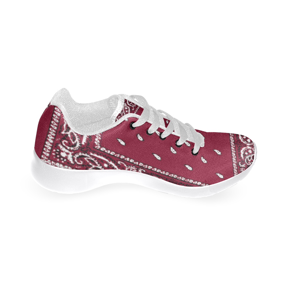 Burgundy Bandana Women-White Women’s Running Shoes (Model 020)