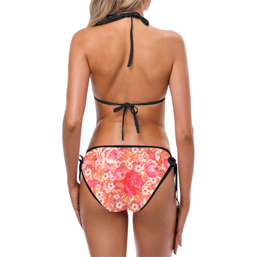 red flower pattern Custom Bikini Swimsuit (Model S01)