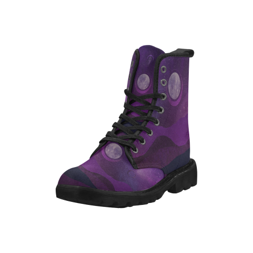 Purple Moon Night Martin Boots for Men (Black) (Model 1203H)