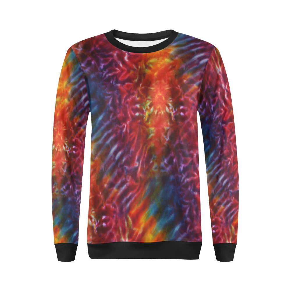 Vibrant Hippy Tye Dye All Over Print Crewneck Sweatshirt for Women (Model H18)