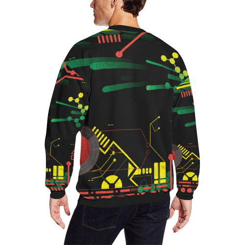 Futuristic Sci-Fi Robot Men's Oversized Fleece Crew Sweatshirt (Model H18)