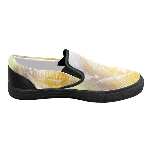 Soft yellow roses Women's Slip-on Canvas Shoes (Model 019)