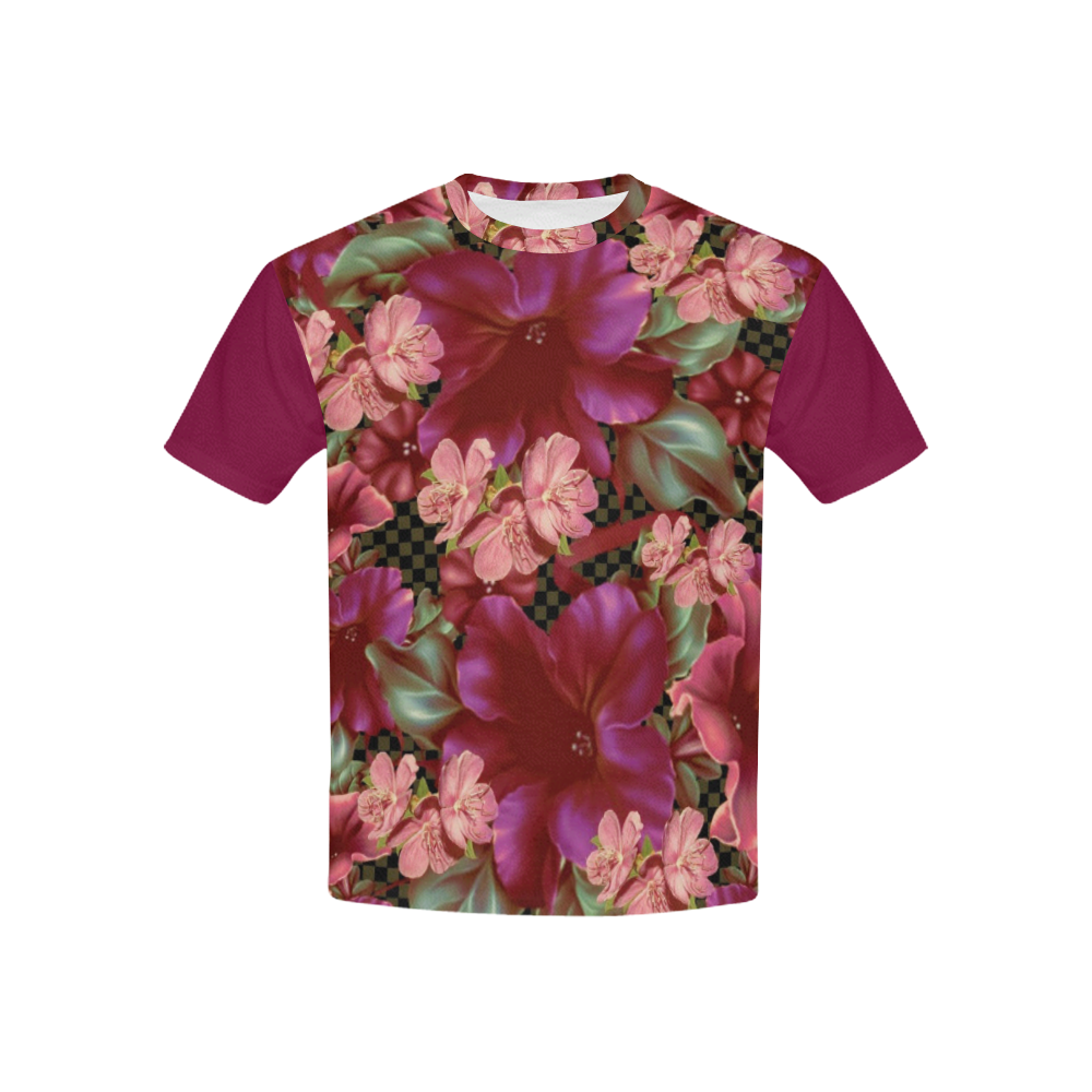 Pink Flowers Design By Me by Doris Clay-Kersey Kids' All Over Print T-shirt (USA Size) (Model T40)