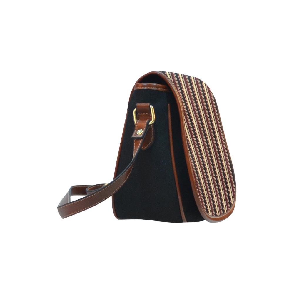 Dark textured stripes Saddle Bag/Small (Model 1649)(Flap Customization)