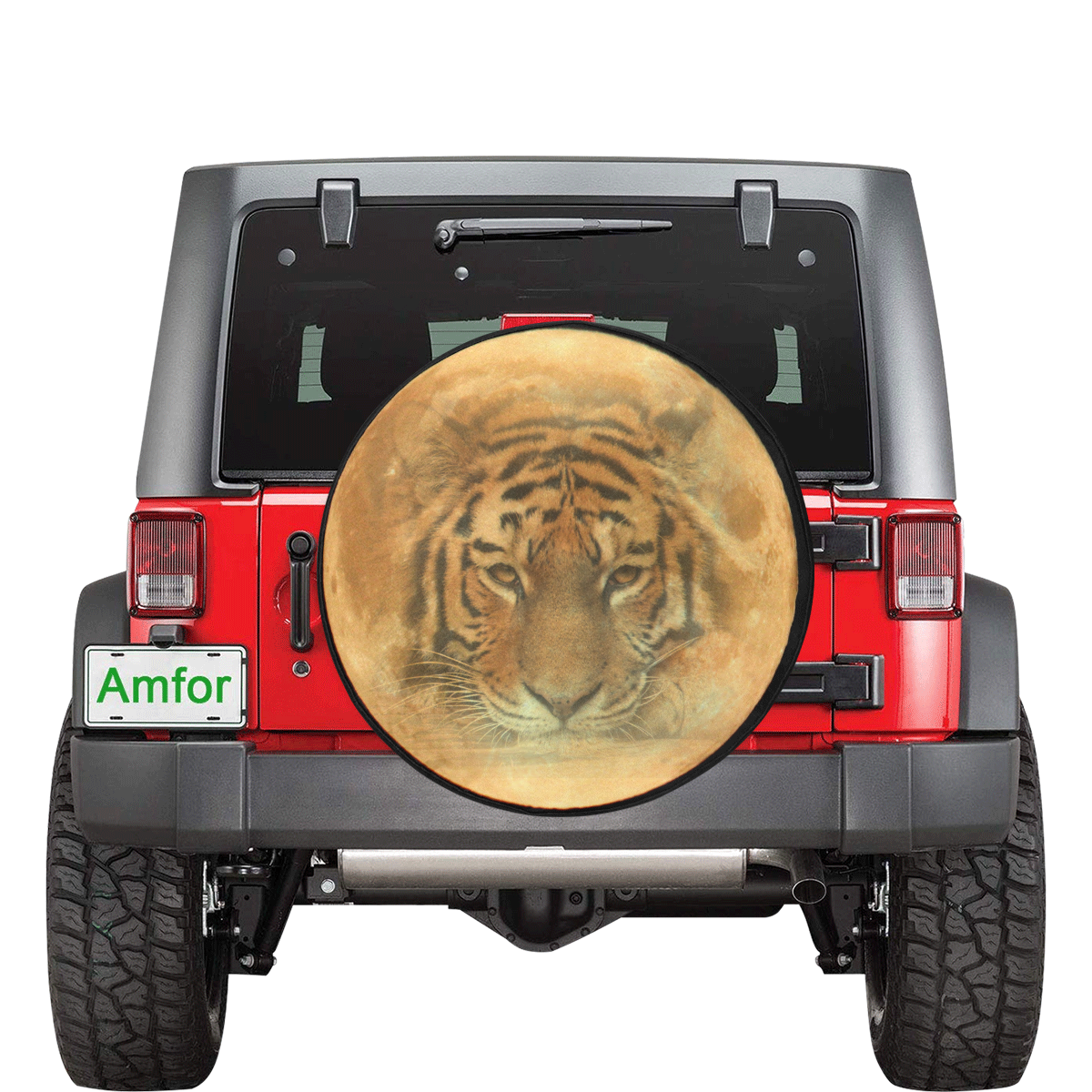 Tiger In The Moon 34 Inch Spare Tire Cover