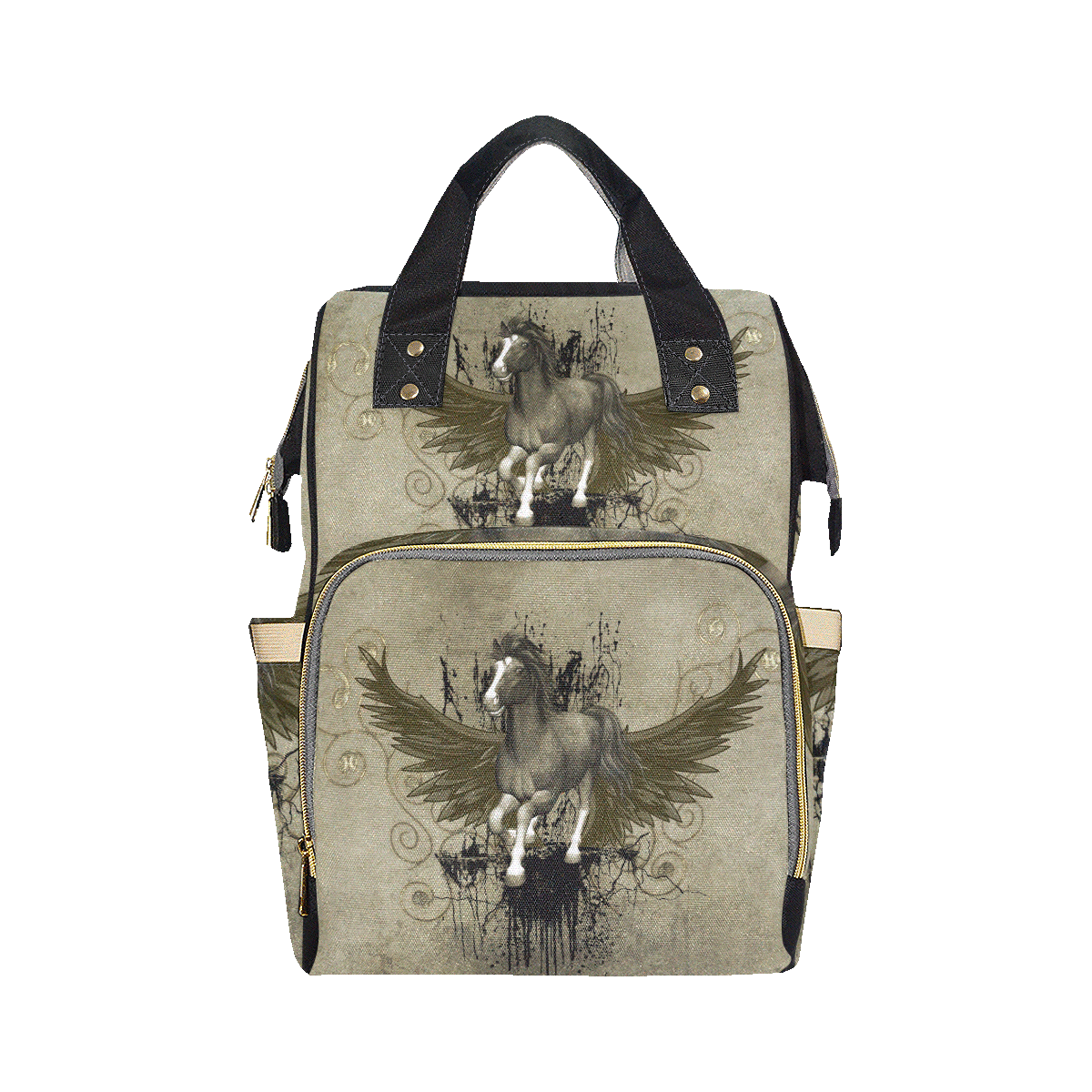 Wild horse with wings Multi-Function Diaper Backpack/Diaper Bag (Model 1688)