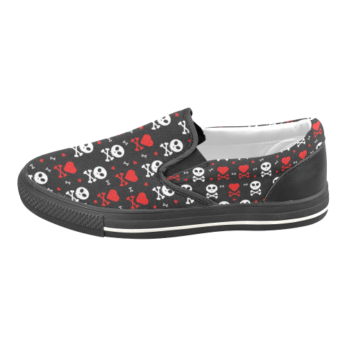 Skull Hearts Women's Slip-on Canvas Shoes/Large Size (Model 019)