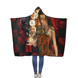 Beautiful steampunk lady Flannel Hooded Blanket 50''x60''