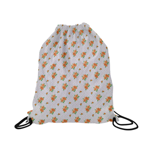 Roses and Pattern 1A by JamColors Large Drawstring Bag Model 1604 (Twin Sides)  16.5"(W) * 19.3"(H)