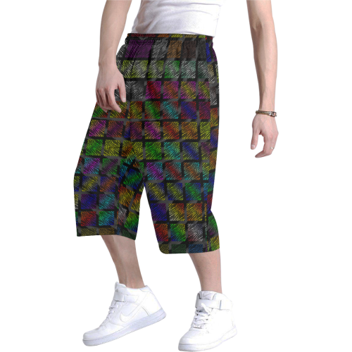 Ripped SpaceTime Stripes Collection Men's All Over Print Baggy Shorts (Model L37)