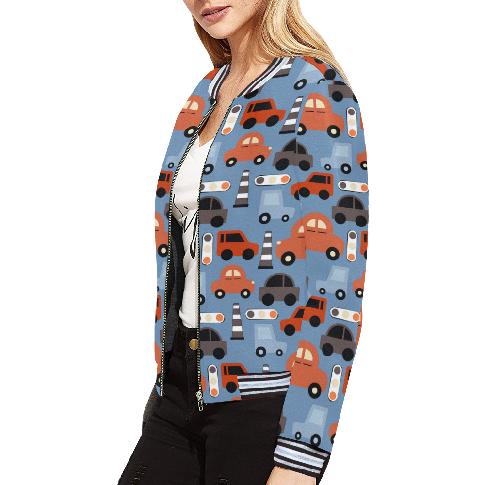 toy cars All Over Print Bomber Jacket for Women (Model H21)