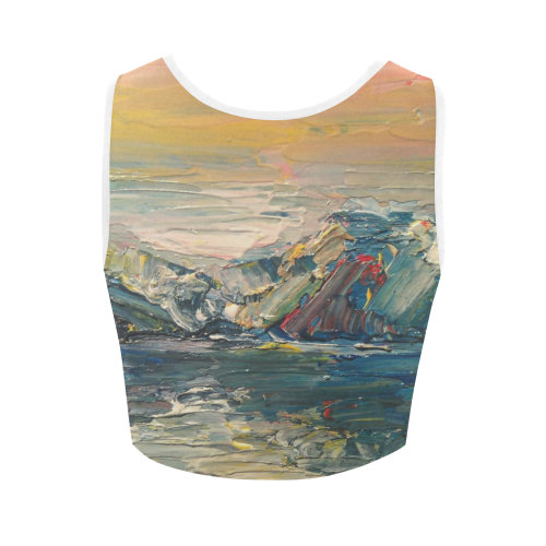 Mountains painting Women's Crop Top (Model T42)