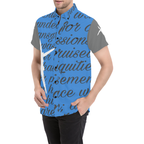 Blue Men's All Over Print Short Sleeve Shirt (Model T53)