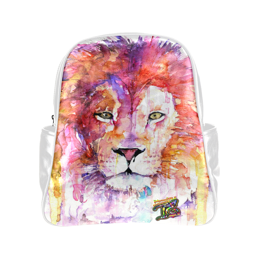 Water Color Lion Multi-Pockets Backpack (Model 1636)