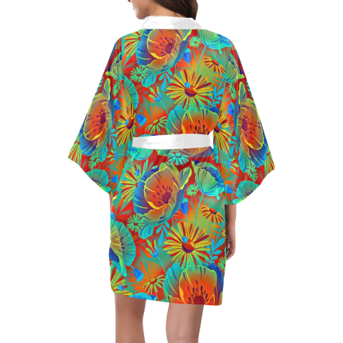 bright tropical floral Kimono Robe