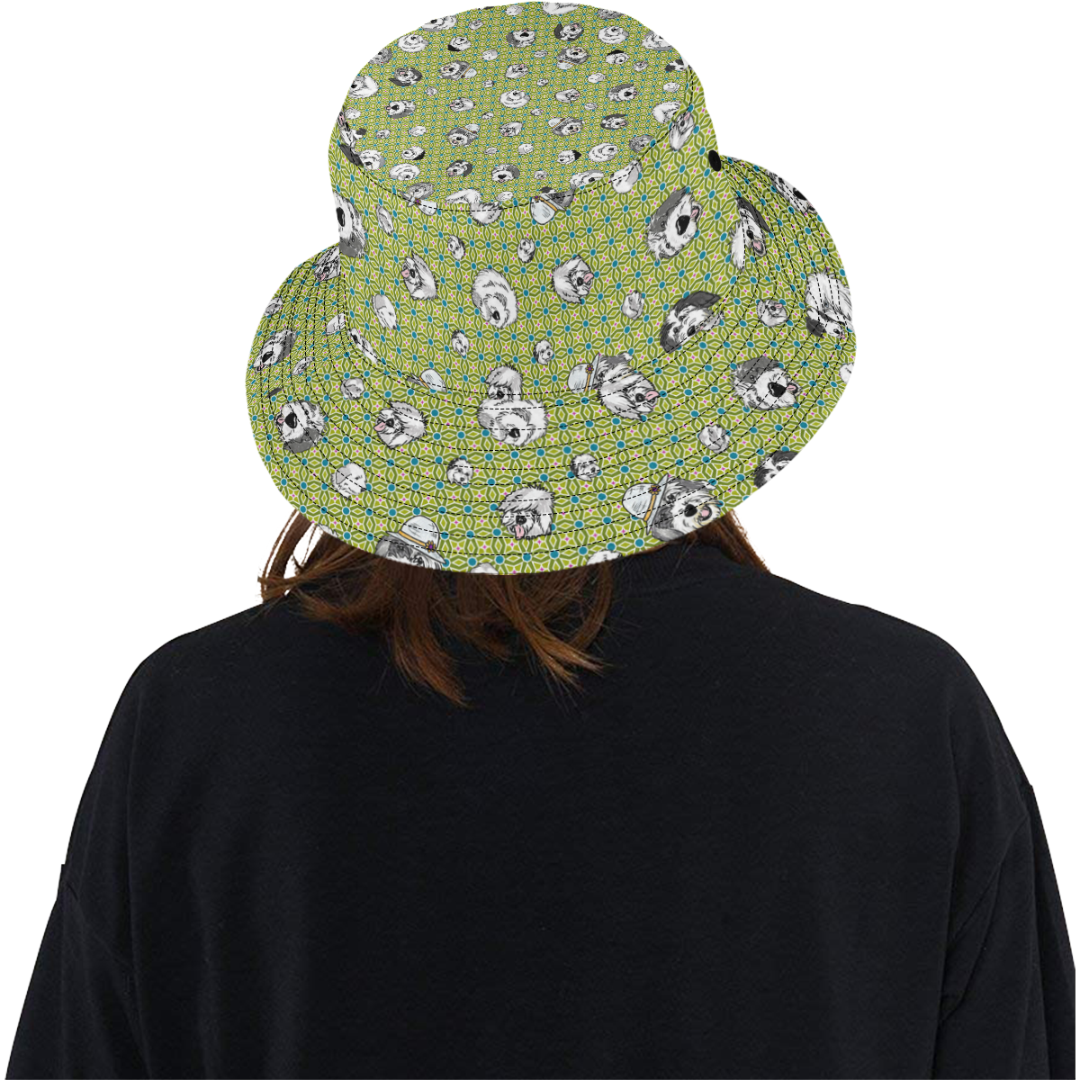 mosiac Sheepie Blue and green All Over Print Bucket Hat