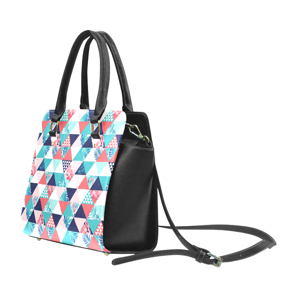 Flamingo Triangle Pattern Classic Shoulder Handbag (Model 1653)
