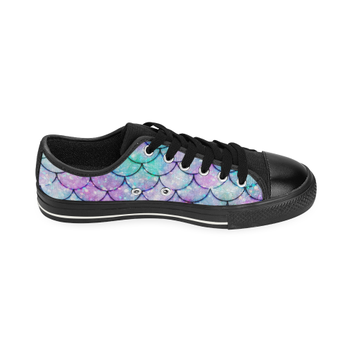 Mermaid SCALES light blue and purple Low Top Canvas Shoes for Kid (Model 018)