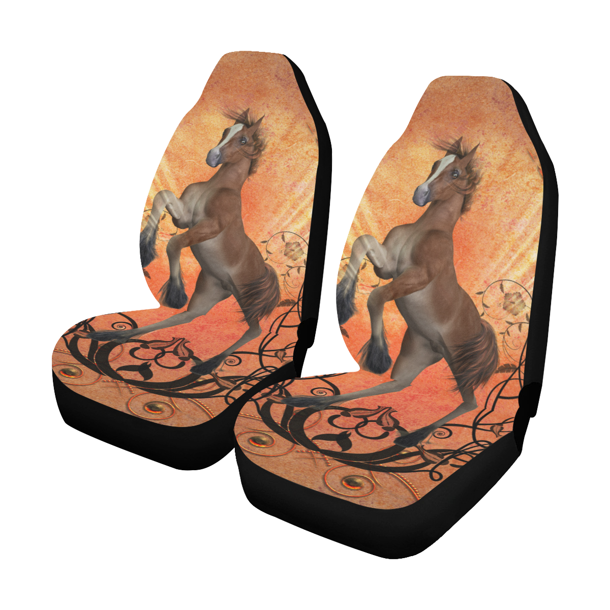 Awesome, cute foal with floral elements Car Seat Covers (Set of 2)