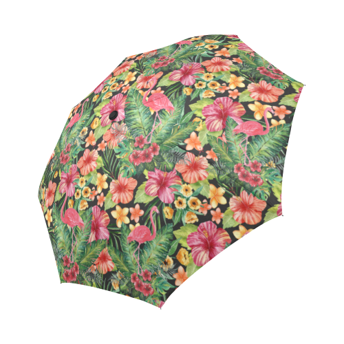 Tropical Flamingo Flowers Auto-Foldable Umbrella (Model U04)