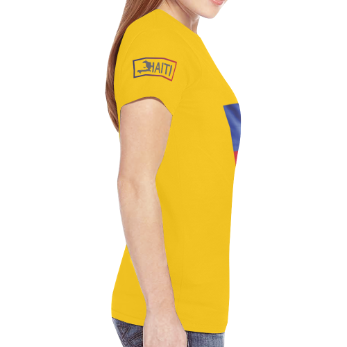 Haitian Flag Print T-shirt for Women (Yellow) New All Over Print T-shirt for Women (Model T45)