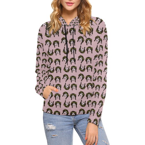 retro girl daisy chain pattern light pink All Over Print Hoodie for Women (USA Size) (Model H13)