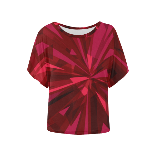 Red Explosion Women's Batwing-Sleeved Blouse T shirt (Model T44)