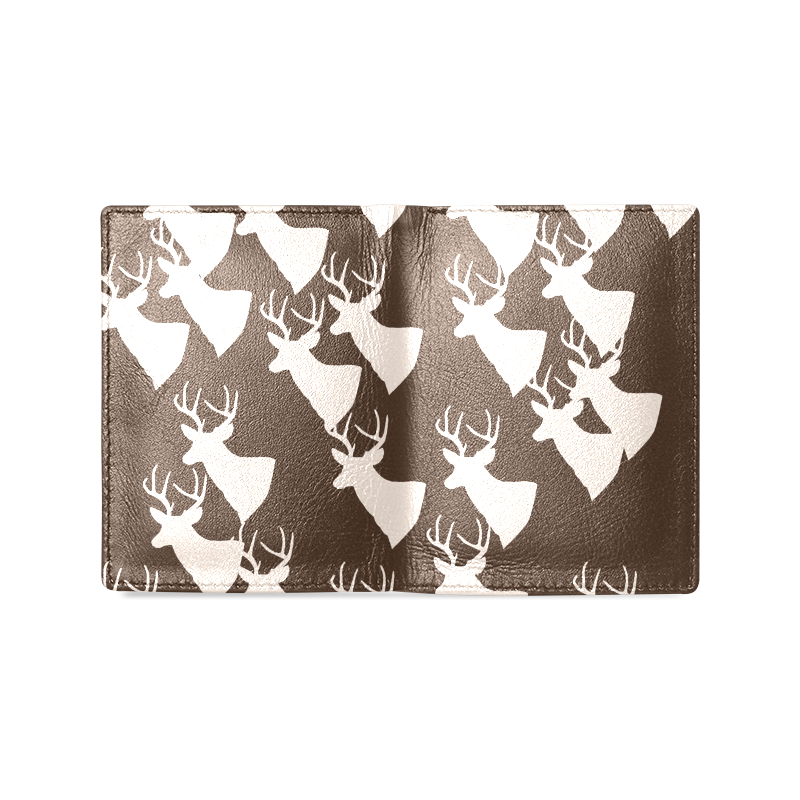 brown deer pattern Men's Leather Wallet (Model 1612)