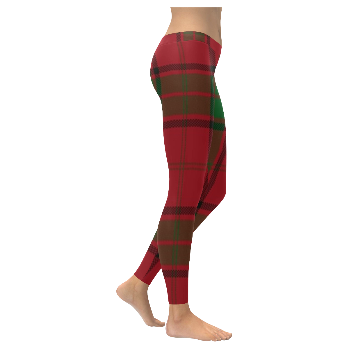 Red And Green Tartan Plaid Women's Low Rise Leggings (Invisible Stitch) (Model L05)