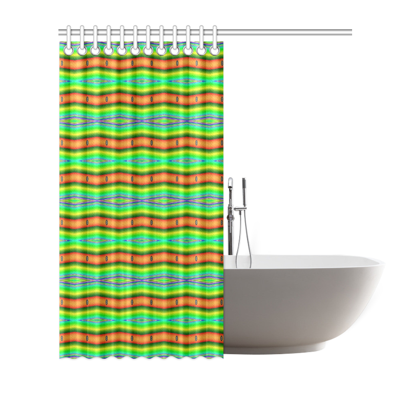 Bright Green Orange Stripes Pattern Abstract Shower Curtain 66"x72"