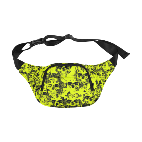 cloudy Skulls black yellow by JamColors Fanny Pack/Small (Model 1677)